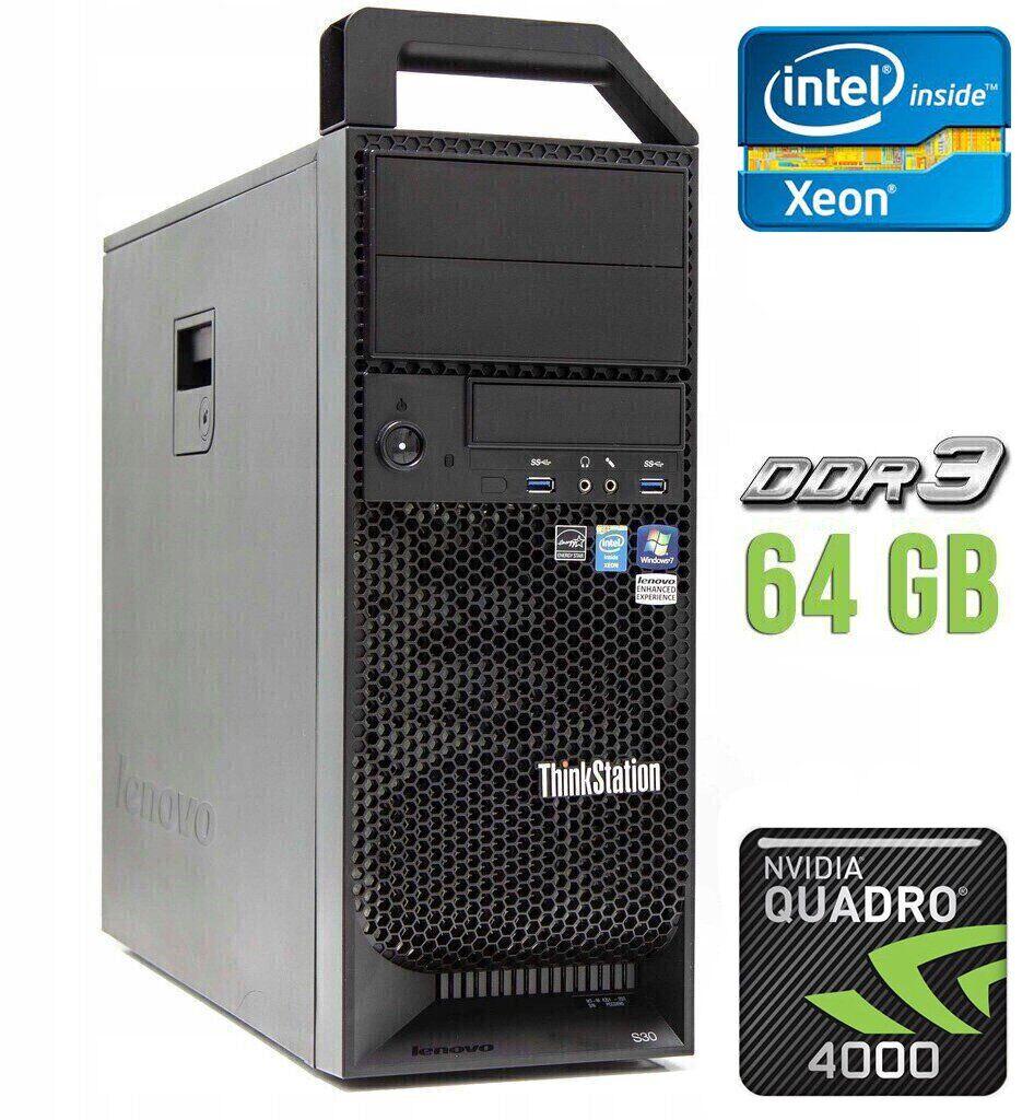 Робоча станція Lenovo S30/Xeon E5-1650 6 (12) ядер 3.2GHz/64GB DDR3/1000GB HDD/Quadro 4000 2GB/610W