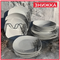 Фарфоровый столовый сервиз на 6 персон 18 предметов Edenberg Деревья набор обеденных посуд тарелок для дома