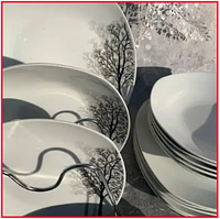 Фарфоровый столовый сервиз на 6 персон 18 предметов Edenberg Деревья набор обеденных посуд тарелок для кухни