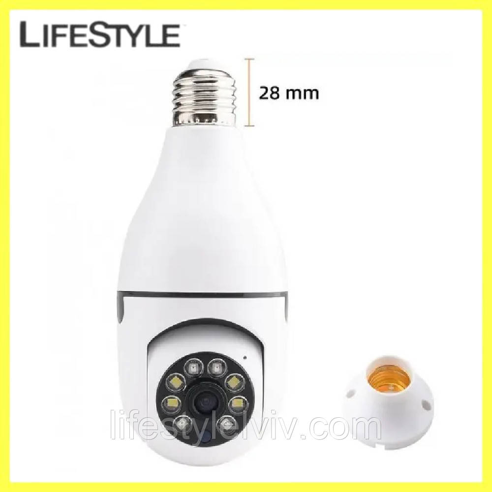 Панорамна IP камера Smart Camera / Камера-лампочка для відеоспостереження / Поворотна, вулична камера, фото 1