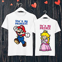 Парные футболки с принтом "She's my princess/He's my prince" L, Белый Push IT