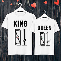 Парные футболки с принтом "King/Queen" L, Белый Push IT
