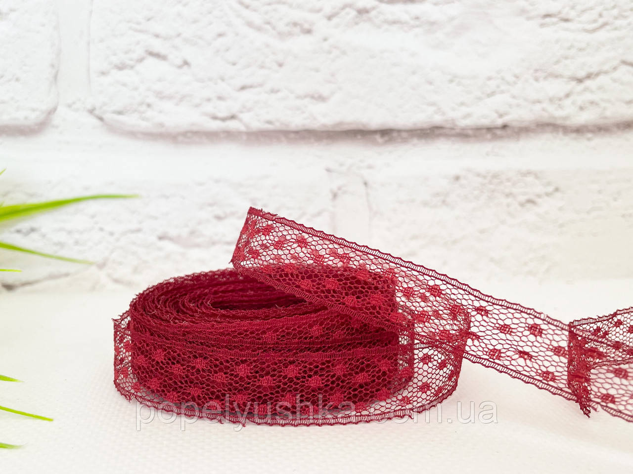 Мереживо -сітка 1,6 см бордове, фото 1