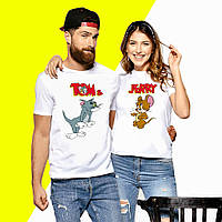 Парные футболки с принтом Tom and Jerry Push IT XS, Белый