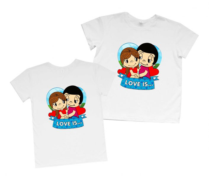 Парні футболки з принтом "Love is... 2" Push IT