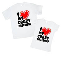Парные футболки с принтом "I love my crayzy boyfriend (girlfriend)" Push IT