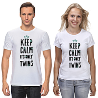 Парные футболки с принтом "Двойняшки. Keep calm it's only twins" Push IT