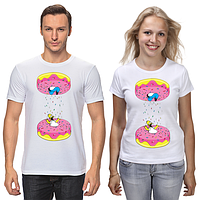Парні футболки з принтом "Сімпсон у пончику" Push IT