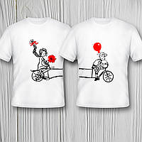 Парные футболки с принтом "Велосипед для двоих" Push IT