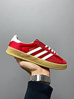 Замшевые красные женские кроссовки Adidas Gazelle Red Velvet