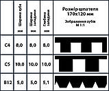 Шпатель зубчастий для клею 170x120 мм ADVANTA B12 C4 C5 пластиковий, фото 2