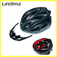 Защитный велосипедный шлем "Карбон", универсальный размер / Вело шлем со стопом