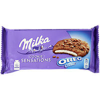 Печиво з орео начинкою та шматочками шоколаду Мілка Milka oreo creme 156g 12шт/ящ (Код: 00-00014298)