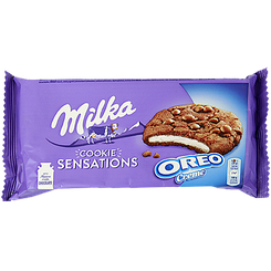 Печиво з орео начинкою та шматочками шоколаду Мілка Milka oreo creme 156g 12шт/ящ (Код: 00-00014298)