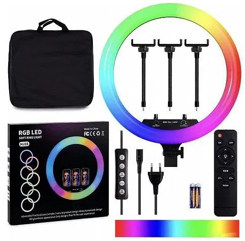 Кільцева LED Лампа RGB MJ38 (38см) (1 Кріплення) (Керування На Провіді+Пульт)