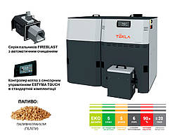 Сталевий котел на пелеті з самоочисним пальником і автоматичним золовидаленням та очищенням теплообмінника Komfort 12