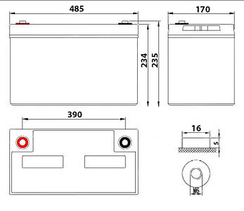 Гелева (GEL) акумуляторна батарея NPP 12V 150Ah (1800W*h), фото 3