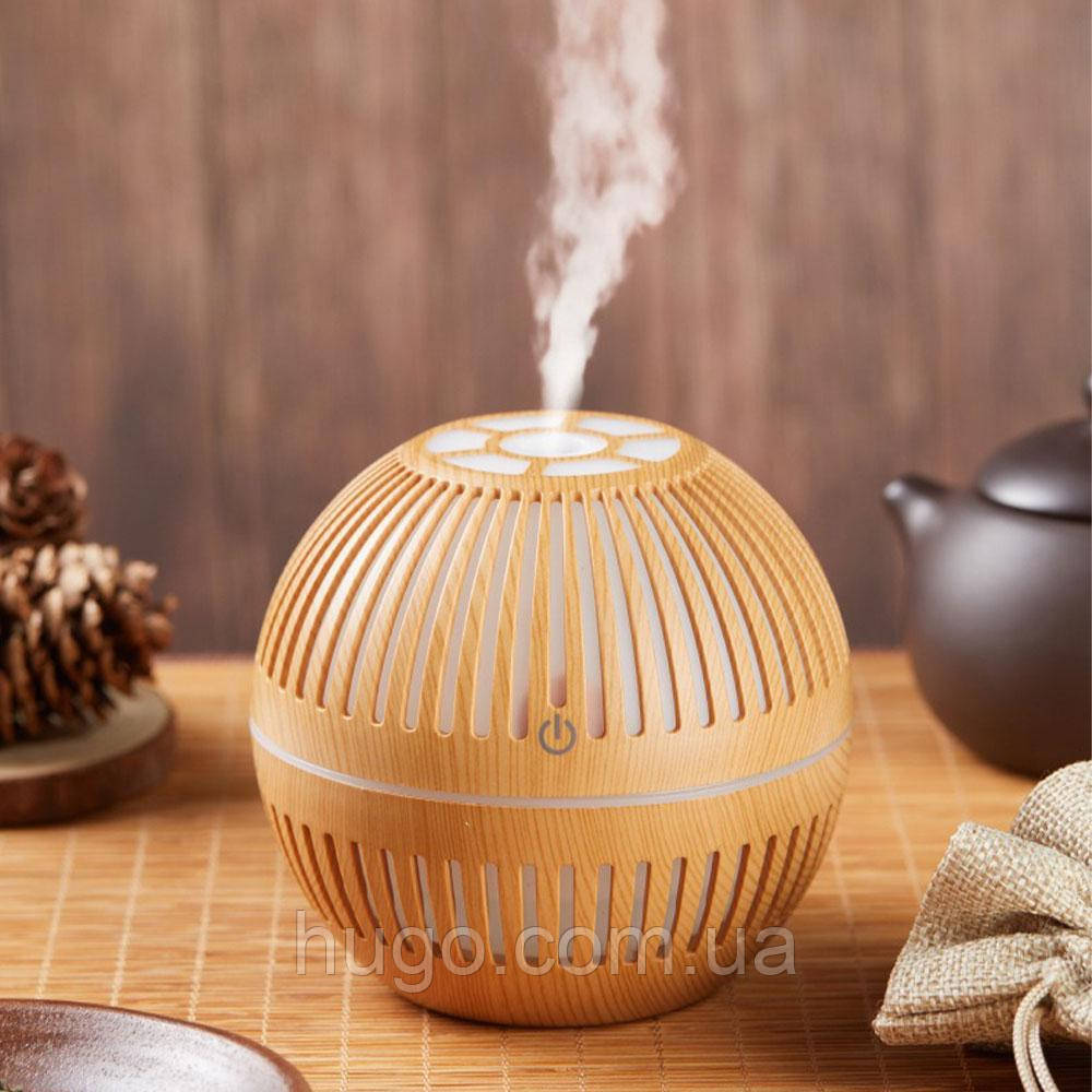 Зволожувач повітря 130мл, від USB, Міпі USB humidifier, Світле дерево / Ультразвуковий зволожувач-нічник