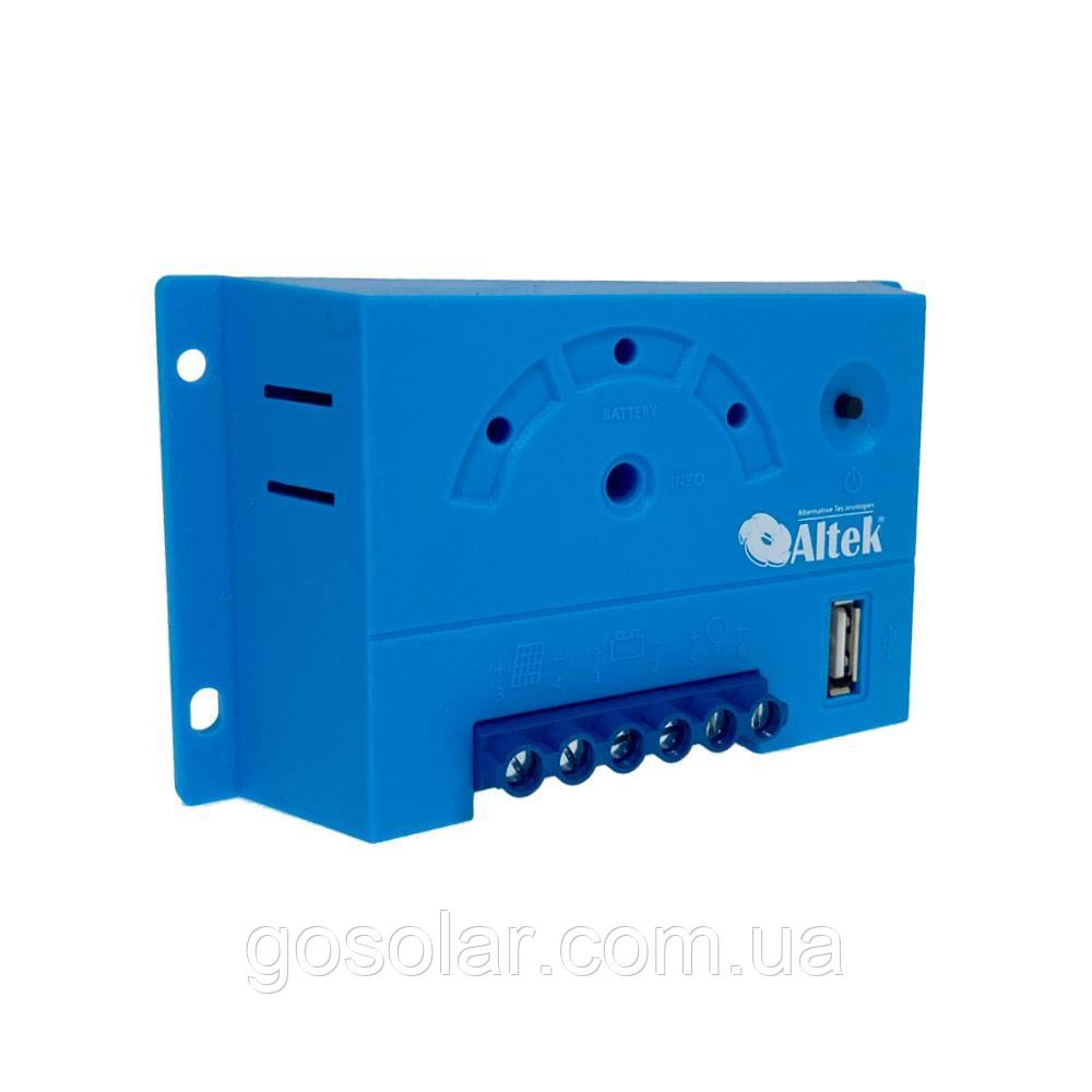 Контролер заряду ALTEK P-10А/12V-USB для сонячних панелей та акумулятора