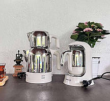 Набір електричний чайник Korkmaz A359-09 Vanilla Teapot — Cream і електрична кавоварка Korkmaz Automatic