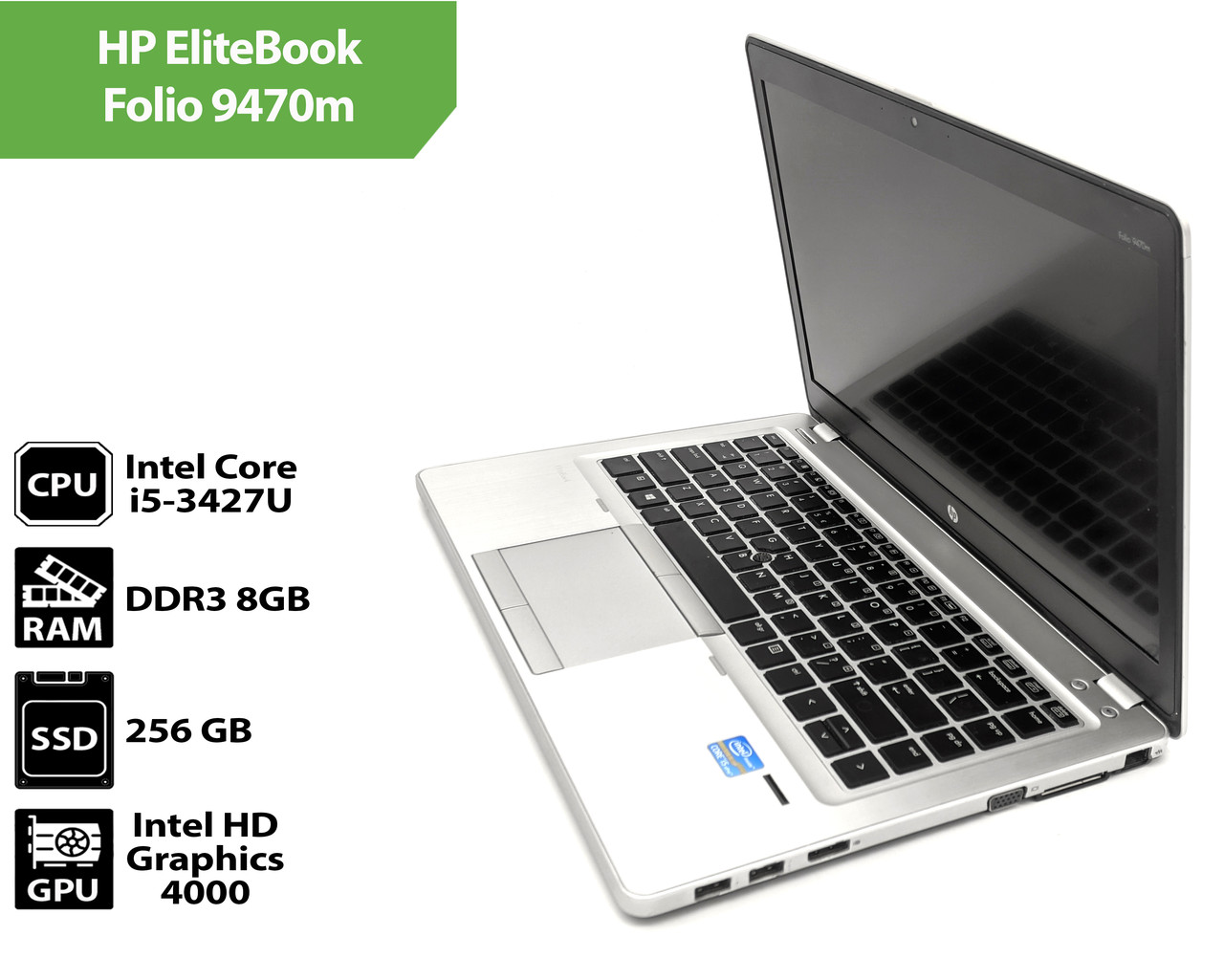 Ноутбук Б/В HP EliteBook Folio 9470m (14.0"/Intel Core i5-3427U /DDR3 8Gb/SSD 256Gb)