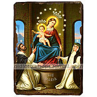Икона Дева Мария Святого Розария (Мадонна Помпейская) ,икона на дереве 130х170 мм