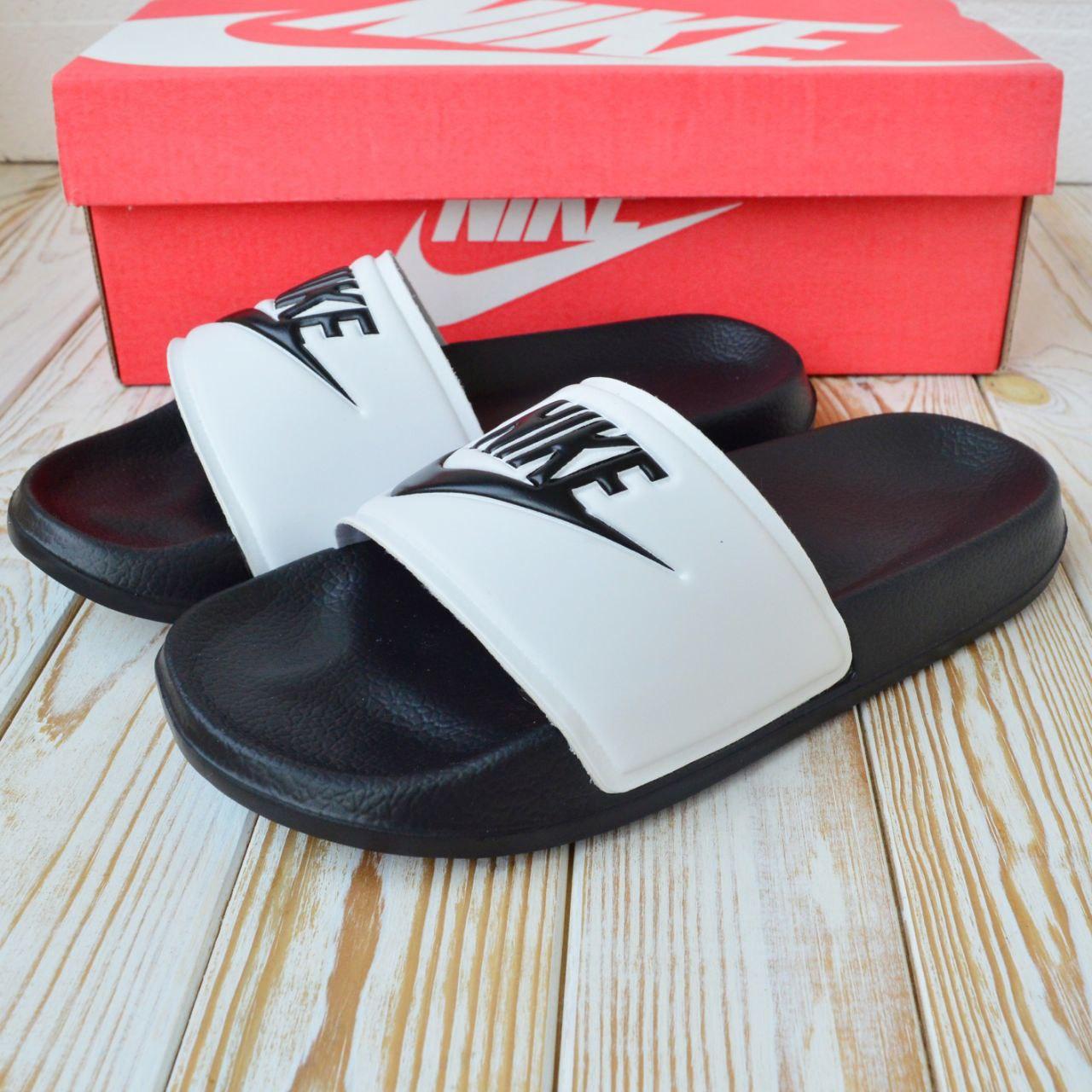 Купить Женские шлепки Nike черные с белым. Женские тапки Найк летние ...