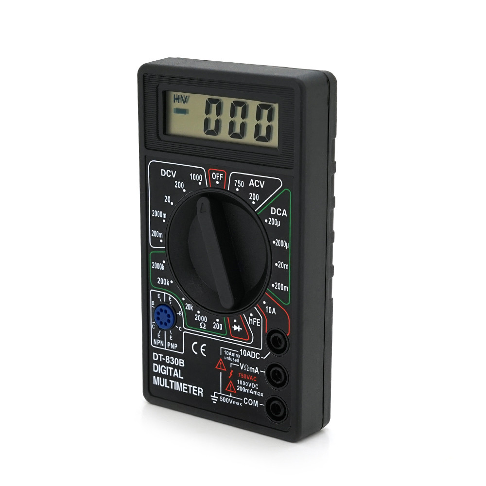 DR Мультиметр DT-830B, Вимірювання: V, A, R, 137 г, 126*70*28 mm, Q100