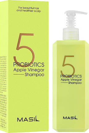М'який бессульфатний шампунь з проботіками і яблучним оцтом Masil 5 Probiotics Apple Vinegar Shampoo 500мл, фото 3