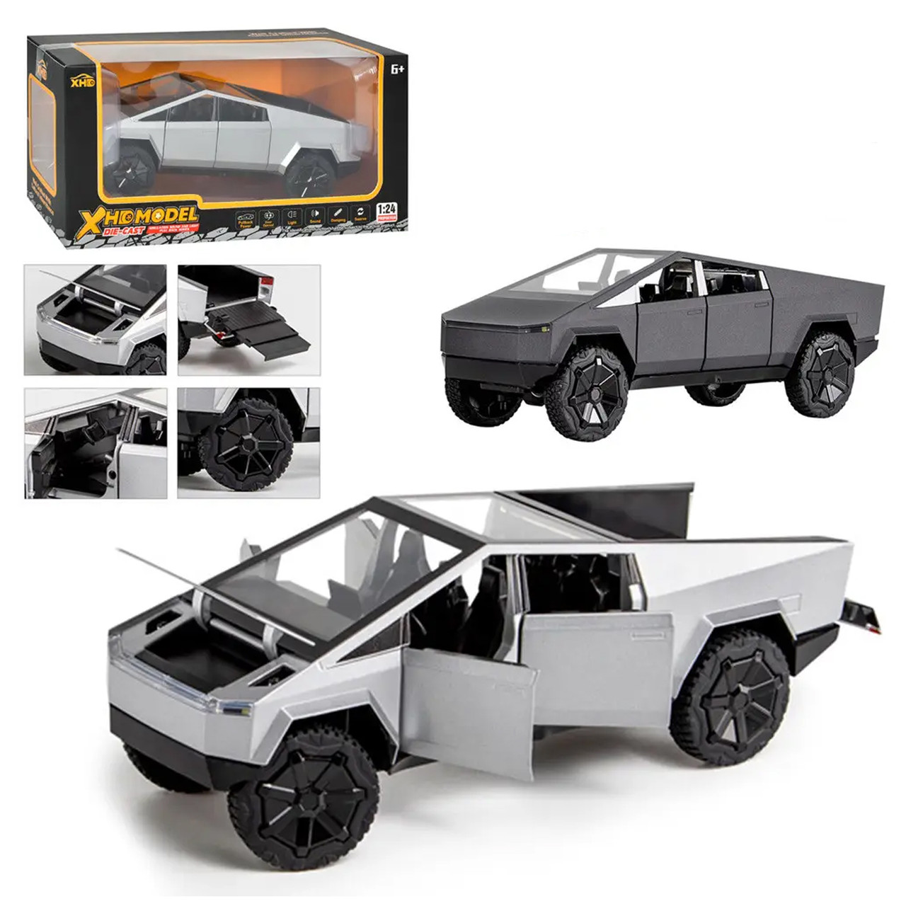 Іграшкова машинка Tesla Cybertruck (2 кольори, інерція, звук, світло, масштаб 1:24) C2405