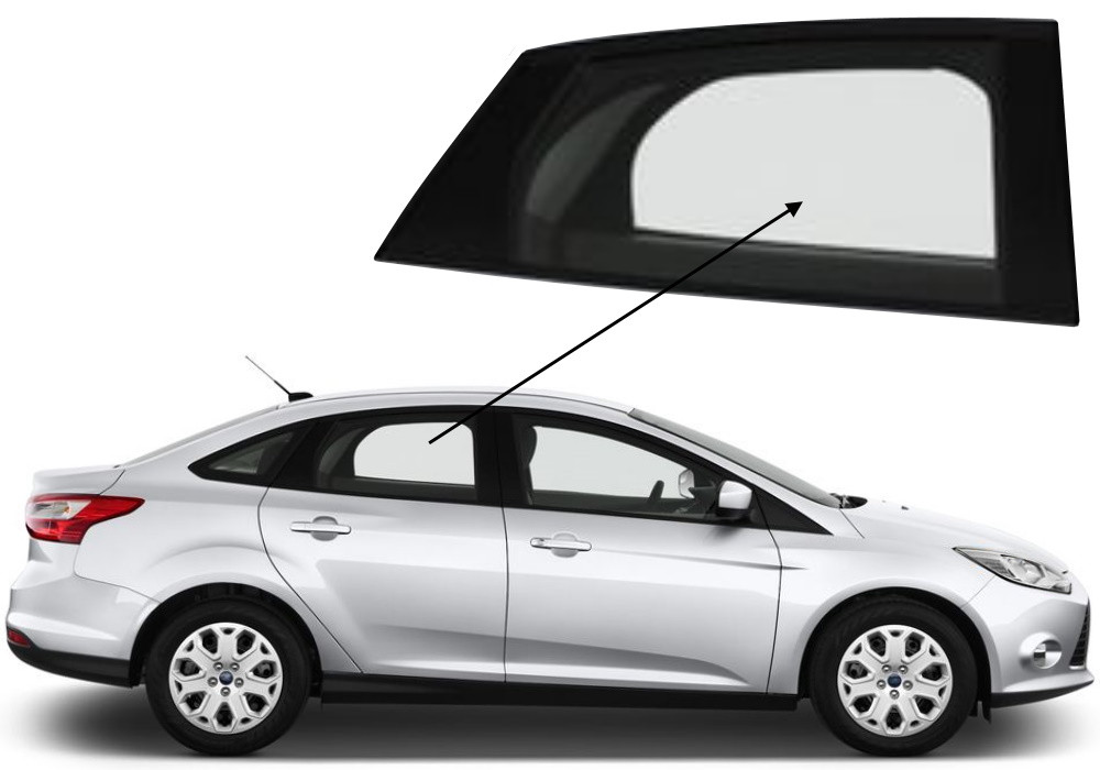 Бічне скло Ford Focus 2011-2018 задніх дверей праве, фото 1