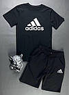 Чоловічий літній костюм Adidas Футболка + Шорти сірий із чорним комплектом Адідас, фото 7