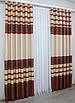 Комплект (2шт. 1,5х2,7м.) штор із тканини льон блекаут, смужки. Колір бежевий з бордовим. Код 781ш 30-561, фото 5