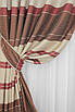 Комплект (2шт. 1,5х2,7м.) штор із тканини льон блекаут, смужки. Колір бежевий з бордовим. Код 781ш 30-561, фото 4