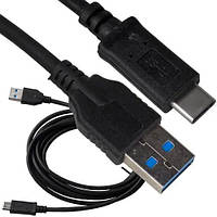 Шнур, штекер USB 3.0 type C - штекер USB type A, 1.5м, чорний