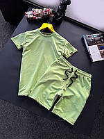 Комплект мужской летний Шорты + Футболка Baza оливковый Спортивный костюм трикотажный на лето