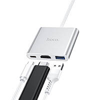 USB-Хаб Hoco HB14 Easy Use (Type-C to USB3.0+HDMI+PD) (silver) 29851