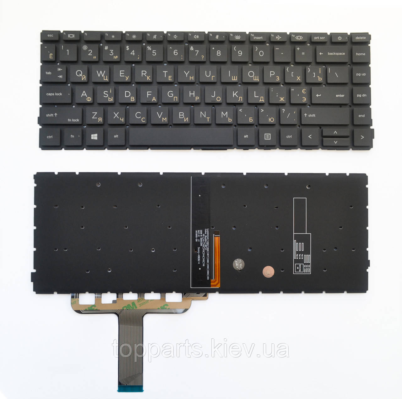 Клавіатура для ноутбуків HP ProBook 440 G8, 445 G8 чорна без рамки, з підсвічуванням UA/RU/US