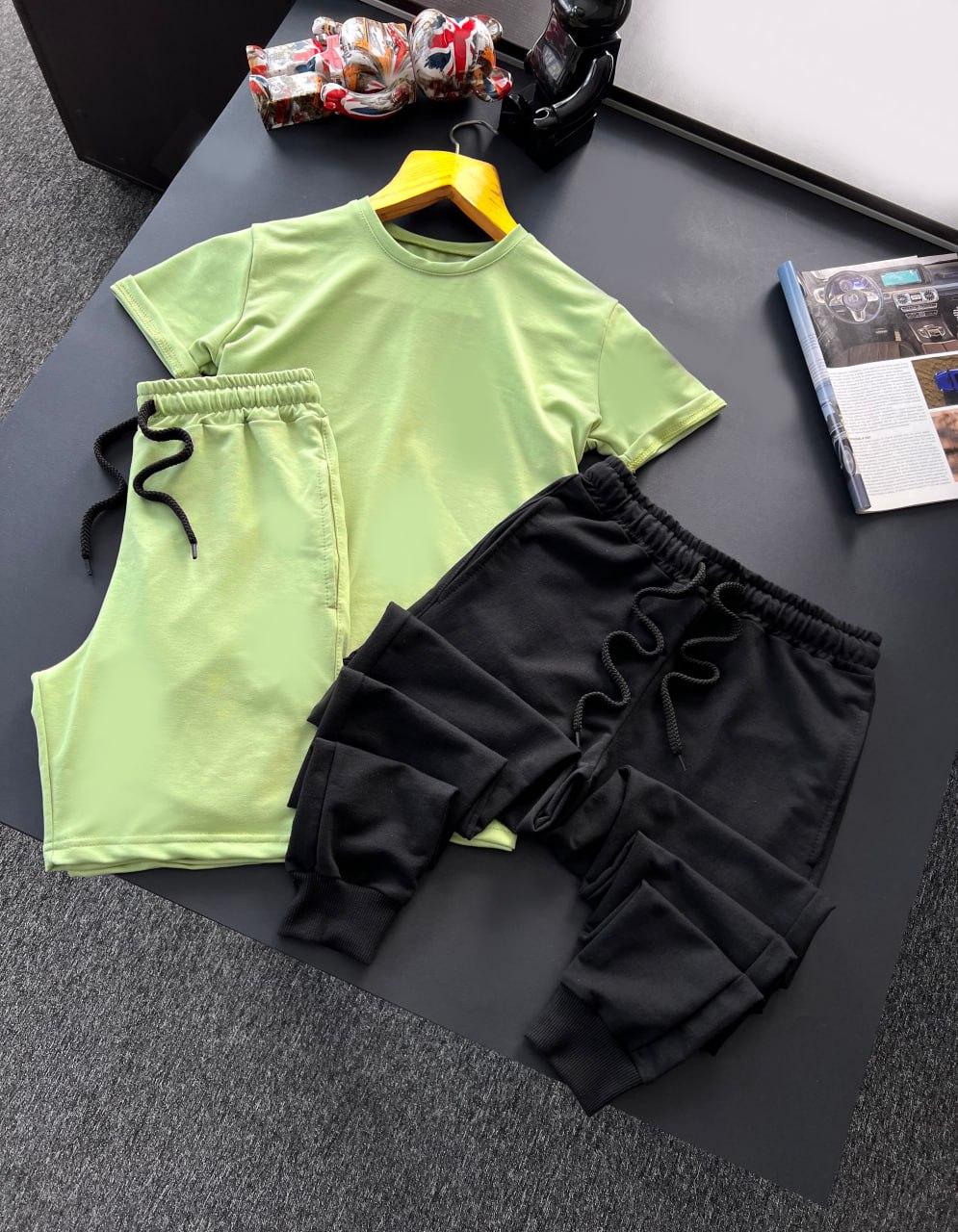 Костюм чоловічий літній футболка шорти спортивні штани baza олива трикотажний комплект на літо, фото 1