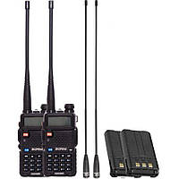 Рация Baofeng UV-5R Tourism (5W, VHF,UHF, 136-174,400-470MHz, до 5км, 128 каналов, АКБ),2шт, черная