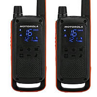 Рация Motorola T82 VeloTeam (0,5W, PMR446, 446 MHz, до 10 км, 16 каналов, АКБ), 2шт, черная