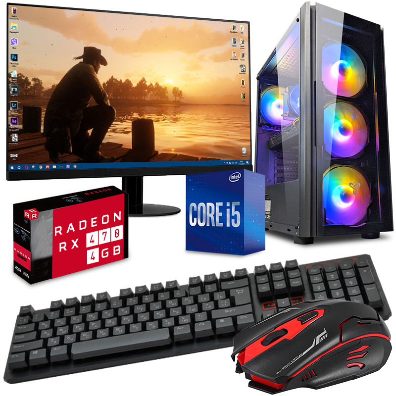 Ігровий ПК ZEVS PC 9355U i5 4570 + RX 470 4GB + Ігри + Монітор 21.5" + Клавіатура + Миша
