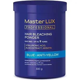 Освiтлююча пудра до 9 тонiв  Master LUX Blue Anti-Yellow Bleaching Powder 500 г.