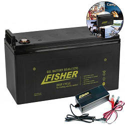 Тяговий акумулятор Fisher. 12V. 120A/h GEL. +З/У. Гелева тягова акумуляторна батарея.