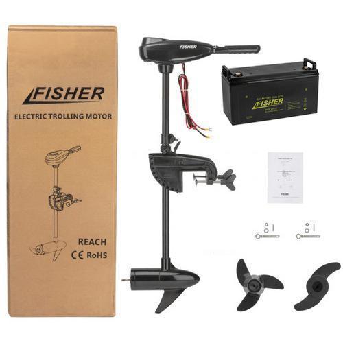 Электромотор для лодки Fisher 32lbs; 12V. 120A/h GEL АКБ. Без З/У. Лодочный электромотор Фишер; - фото 7 - id-p1834584841