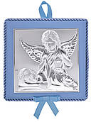 Ангел Хранитель 14х14 см Іконка-Оберіг на синій подушечці з музикою