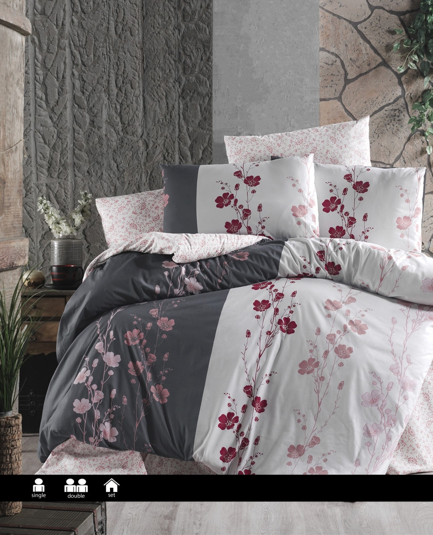 Постільна білизна First Choice - Ranforce - Camelia Anthracite