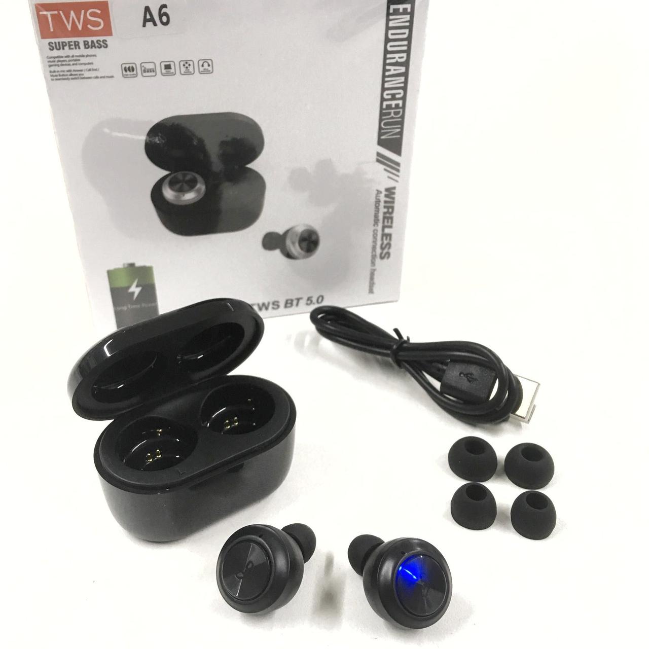 Бездротові Bluetooth-навушники Air Twins A6 з боксом для зарядки