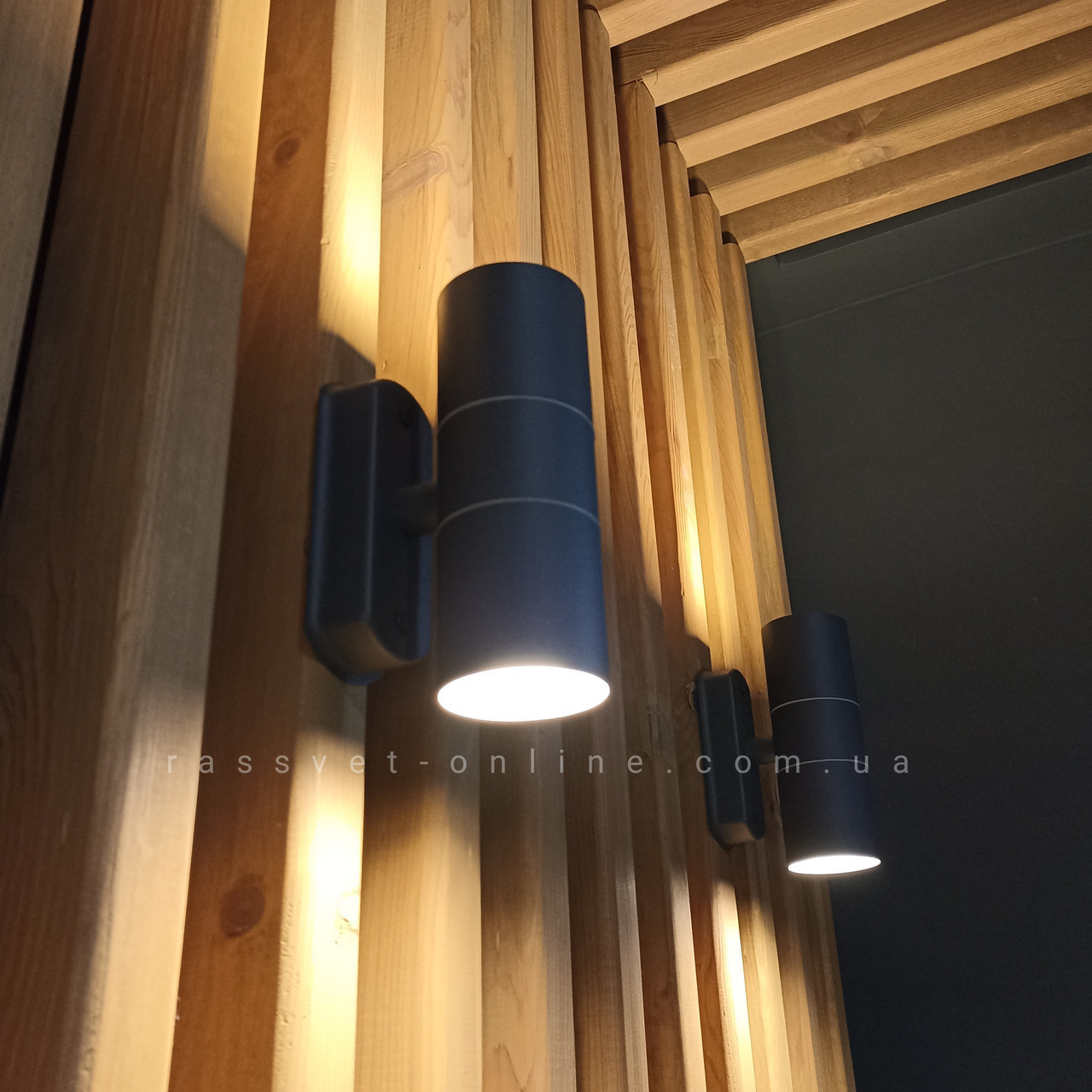 Фасадний світильник Feron DH0704 2*GU10 220V IP54 бра Ø60х163х103мм (під 2 змінні лампи) чорний, фото 1