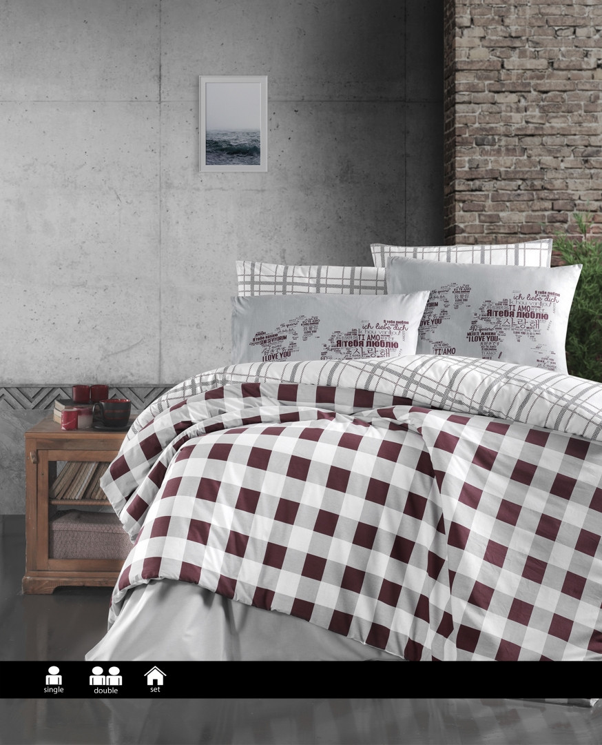 Постільна білизна First Choice - Ranforce - Edmon Dark Red